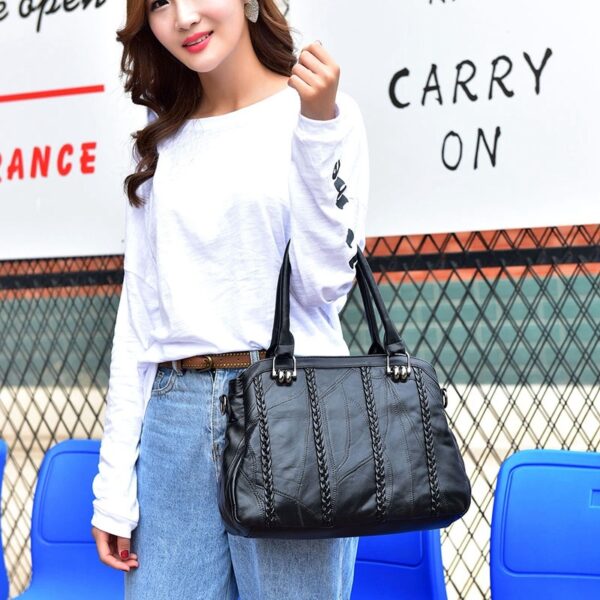 Ladies Big Bag Leather Stitching Nappa Leather