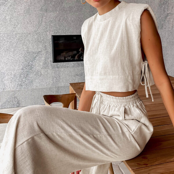 Fashion Cotton And Linen Sleeveless Women set