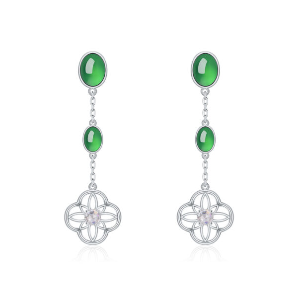 S925 Sterling Silver Chrysoprase Drop Earrings,