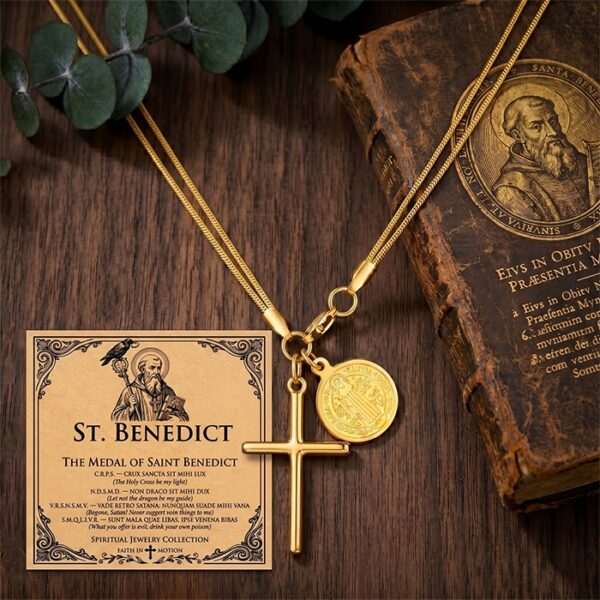Religious San Benito Coin Protection Jewelry Gift
