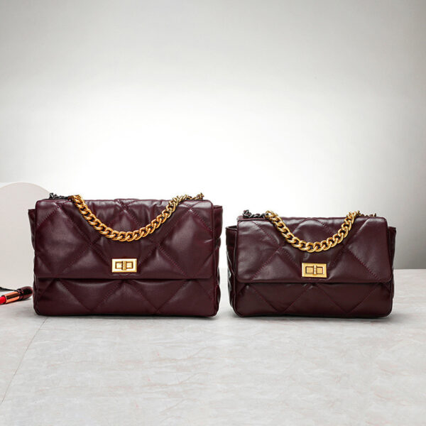 All Sheepskin Bag, Leather Rhombus Chain Bag